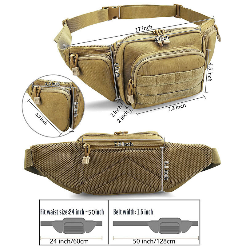 1Pcs  Men Waist Pack Nylon Hiking Phone Pouch Outdoor Sports  2024 New Hunting Climbing Camping Belt Bag with Buckle