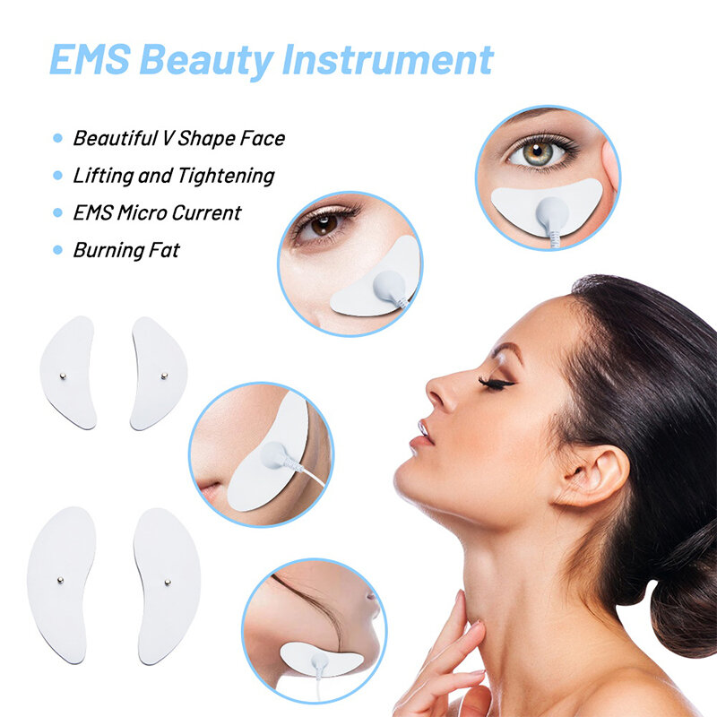 EMS-Électrodes pour le lifting du visage, 4 pièces, pour massage facial, acupuncture, impulsion électronique numérique