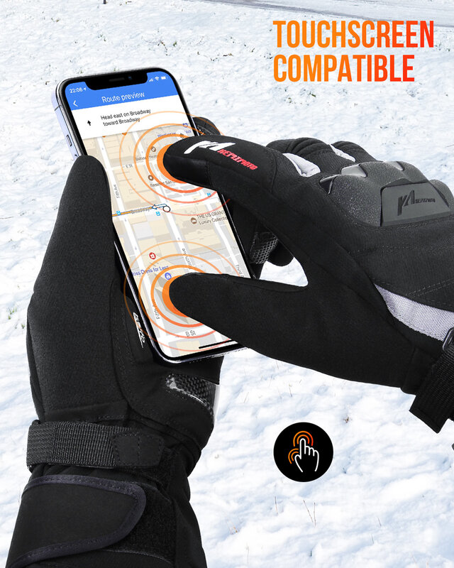 Перчатки KEMIMOTO с электрическим подогревом, перчатки для катания на лыжах и мотоциклах с сенсорным экраном, водонепроницаемые перезаряжаемые термоварежки с подогревом