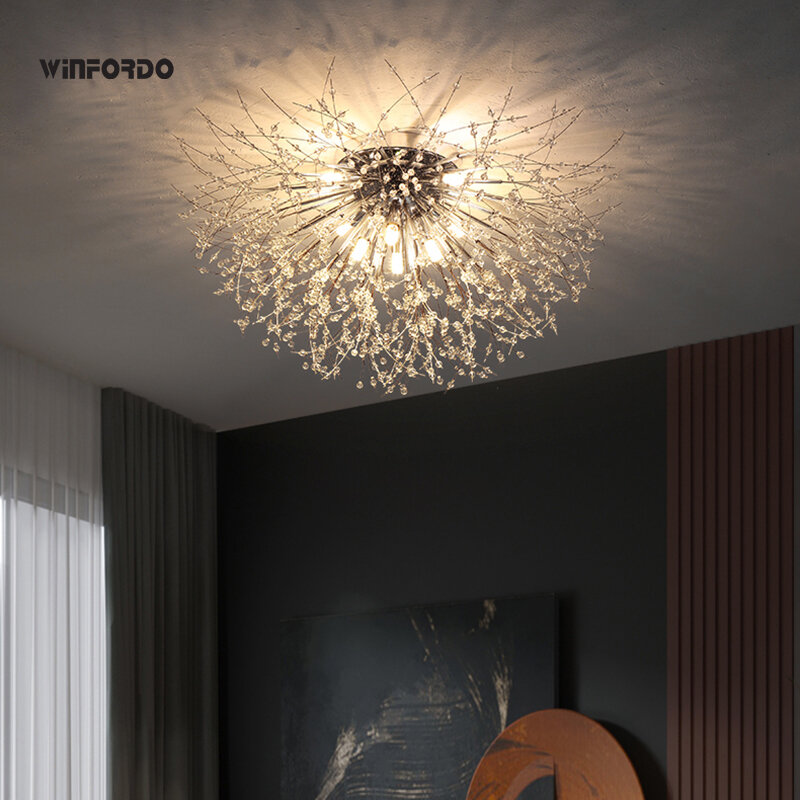 Winfordo – plafonnier LED G9, 2023, 110/220V, éclairage d'intérieur, luminaire décoratif de plafond, composé de Branches de cristal, idéal pour une chambre à coucher, en STOCK