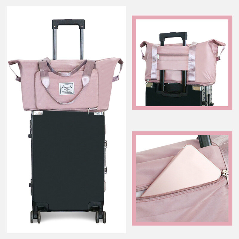 다기능 여성용 접이식 숄더백, 휴대용 대용량 핸드백 방수 나일론 여행 가방, 피트니스 가방, 요가 가방