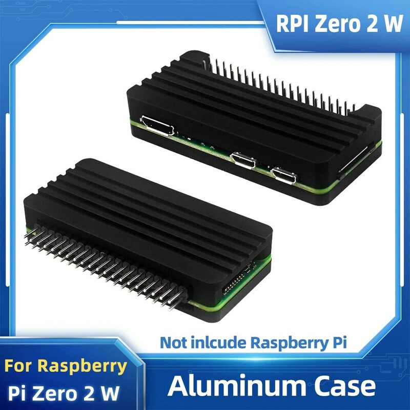 Raspberry Pi Zero Aluminum Case, Shell blindado CNC com dissipador, Cabeçalho GPIO, Arrefecimento passivo, 2 W