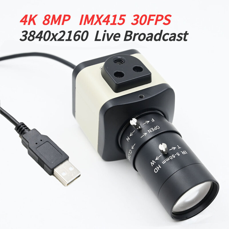 GXIVISION 4K driver USB ad alta definizione plug and play gratuito IMX415 3840x2160 visione artificiale 5-50mm/2.8-12mm CS lens camera
