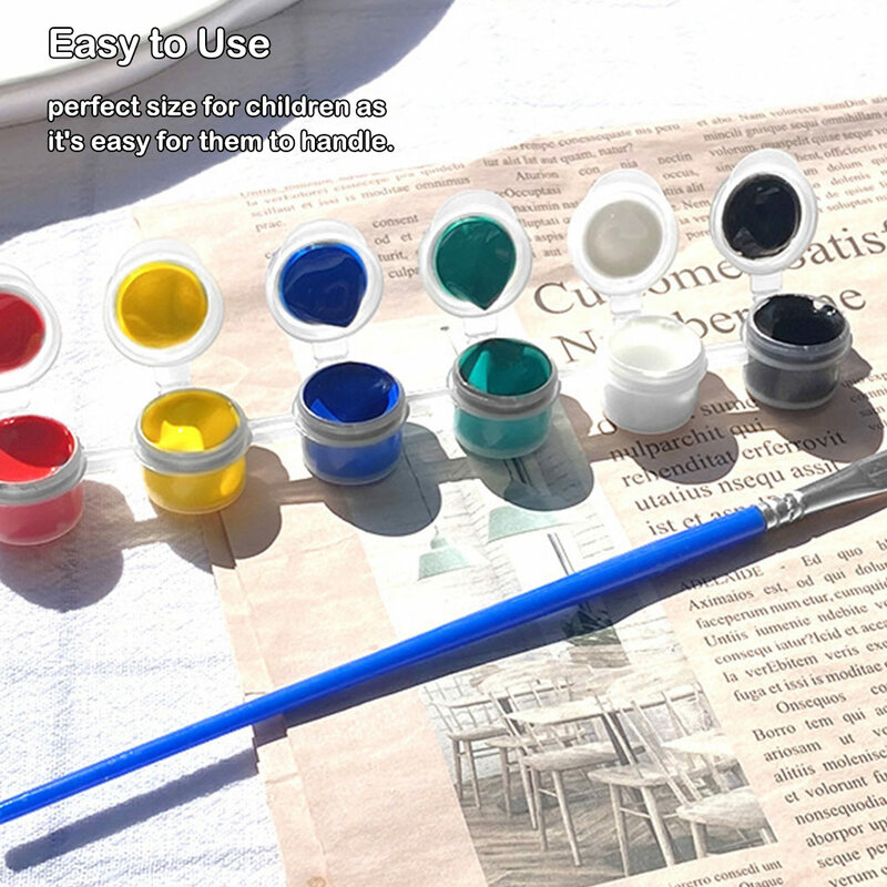 아크릴 페인트 세트 페인트 브러시, 세척 가능 구아슈 수채화 그리기 도구, 미술 드로잉 용품 액세서리 부품, 12 개, 2mlB
