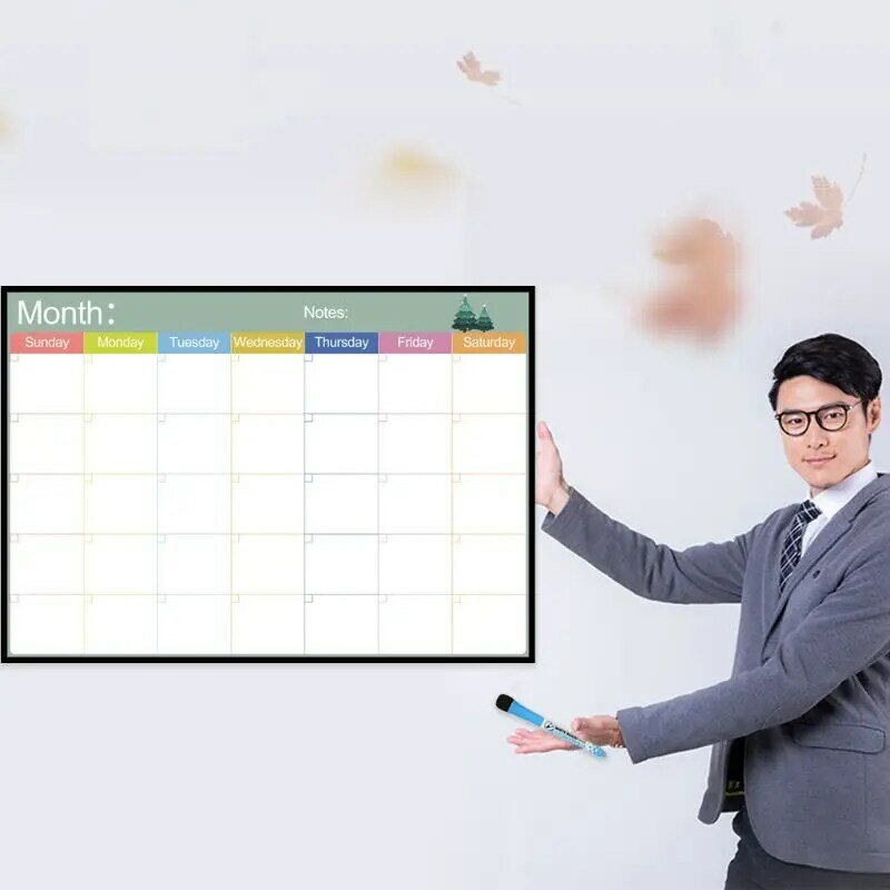 Tableau blanc magnétique pour planificateur mensuel, aimant pour réfrigérateur, dessin messages hebdomadaires, Bulletin