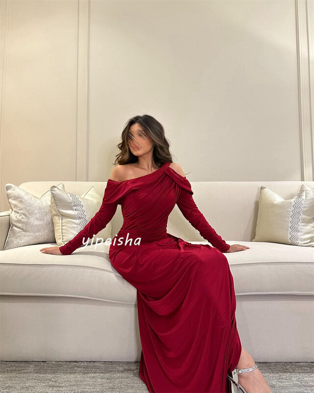 Prom Dress Evening Saudi Arabia Jersey Ruched Homecoming A-line Off-the-shoulder Bespoke Occasion Gown Long Dresses