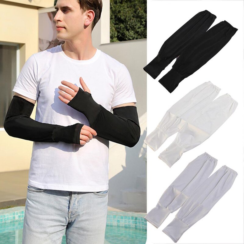 Long Ice Sleeves For Men Women Cycling Fishing UV Protection Arm Cover Summer Hand Fake Sleeves Ice Cool Arm Sleeves Outdoor