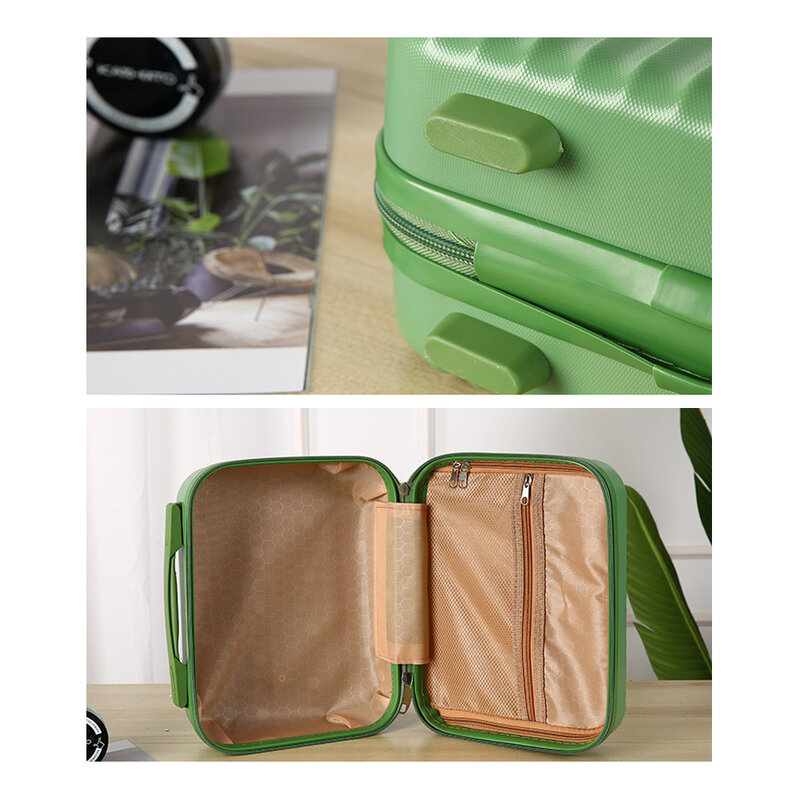Высокопрочный небольшой женский Дорожный чемодан из АБС-пластика с защитой от царапин и ручкой, компрессионный материал для багажа, размер: 30-14-22 см