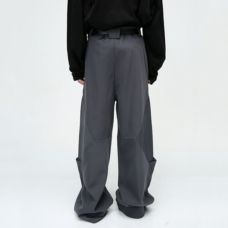 Spodnie męskie NOYMEI w jednolitym kolorze niszowe plisowane luźne spodnie męskie luźne w stylu Casual spodnie szerokie nogawki główna ulica WA3288