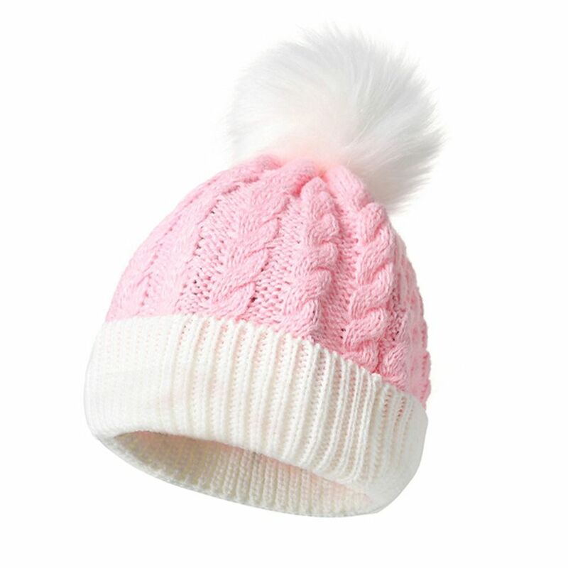 2Pcs/Set Ear Protection Kids Knitted Hat Winter Soft Warm Gloves Set Outdoor Pompon Beanies Cap Girls Boys