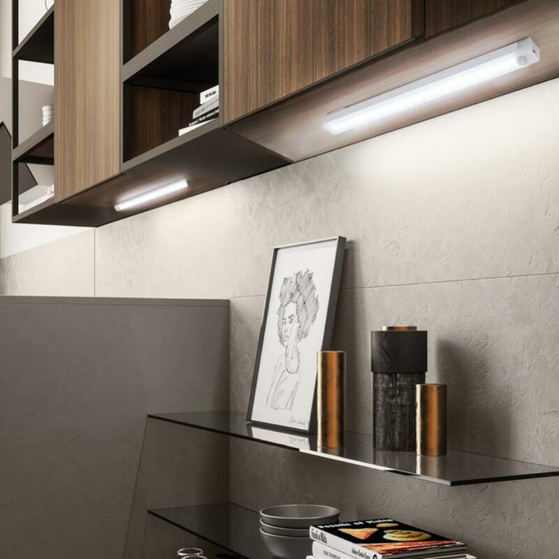 Motion Sensor Cabinet Night Light Wireless LED Lights USB Rechargeable Wall Lamp Staircase Closet Room Decorative Lighting