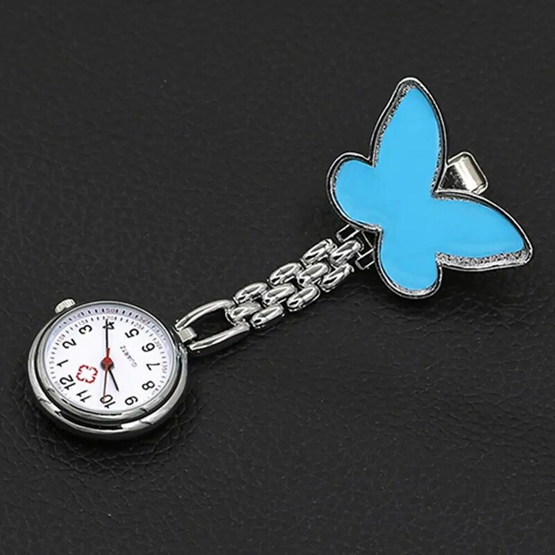 Tasche Krankenschwester Uhr Elegante Brillante Schmetterling Geformt Clip auf Uhr Medizinische Taschenuhr Pin Taschenuhr Hängende Uhr Brosche
