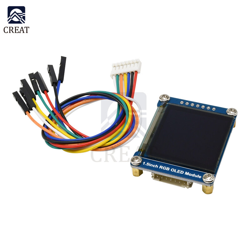 Módulo de pantalla OLED RGB de 1,5 pulgadas y 1,5 pulgadas, dispositivo para Arduino Raspberry Pi STM32, 128X128 SSD1351 SPI I2C IIC