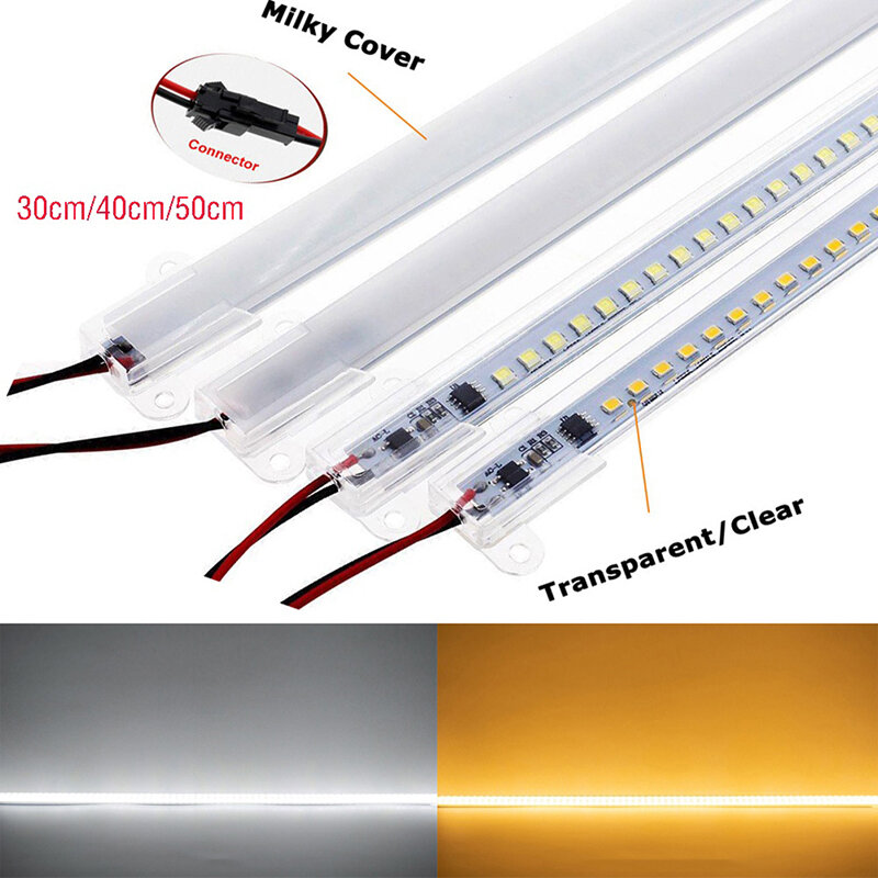 Clipe LED Strip Light rígida, alto brilho, luz de barra, salvando tubos LED, 72LEDs, AC220V, 30cm, 40cm, 2835