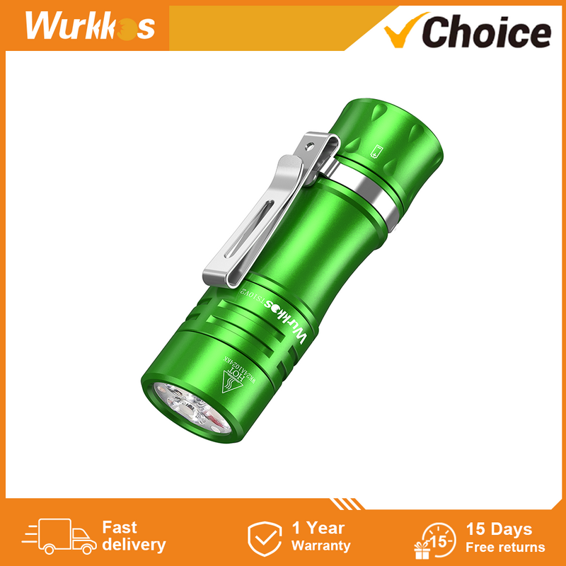 Wurkkos New TS10 V2 14500 Powerful Mini EDC Flashlight with 3* 90 CRI LEDs and 3* RGB Aux LEDs Anduril 2.0 Max 1400lm IPX8 Torch