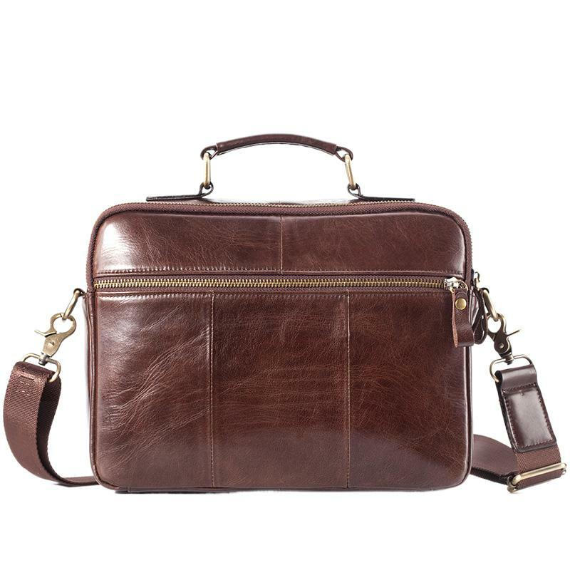 Vintage genuine leather men's shoulder bag large capacity cowhide messenger bag multifunction crossbody bag fashion handbag