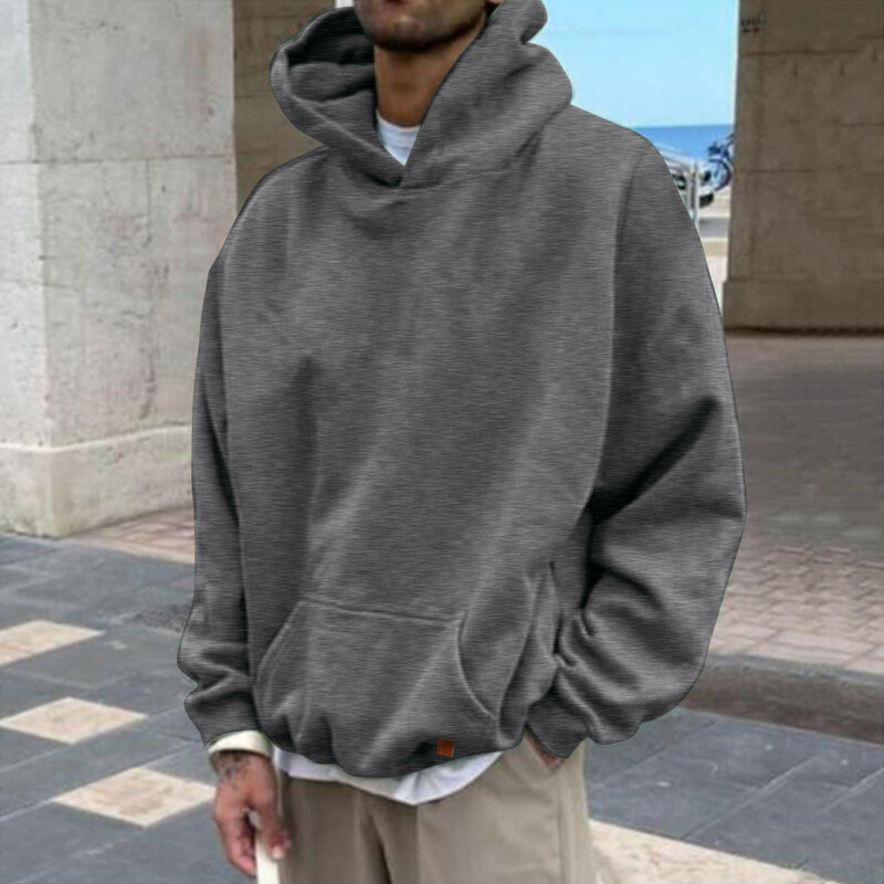 Autumn And Winter Oversized Hoodies Sweatshirt Men Fashion Solid Color Casual Loose Solid Hooded Sweater Top Zipper Sweatshirts