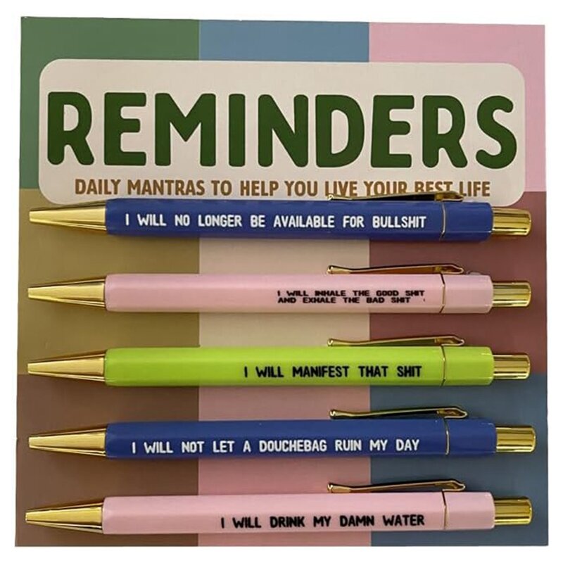 Recordatorio de bolígrafos Mantra diarios, bolígrafos de mamá, bolígrafos semanales divertidos, punta fina, bolígrafos de escritura suave, 2 juegos
