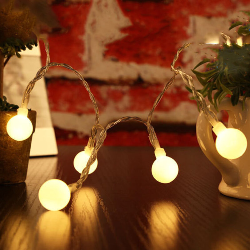 Lampu setrip LED dekorasi 6M, lampu untai LED luar ruangan, lampu bola dekorasi pesta pernikahan liburan Natal ruang rumah