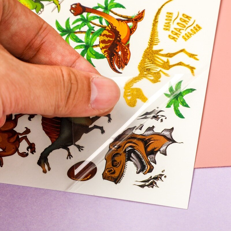 Autocollant de tatouage de dinosaure bronzant, autocollant de tatouage temporaire jetable pour enfant, décor de fête étanche