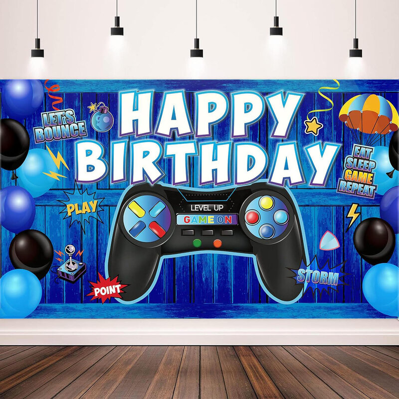 Game On Baby Boy Birthday Hot Video Electronic Game Photography Background Decor Photo Studio Backdrop Photocall Photographic