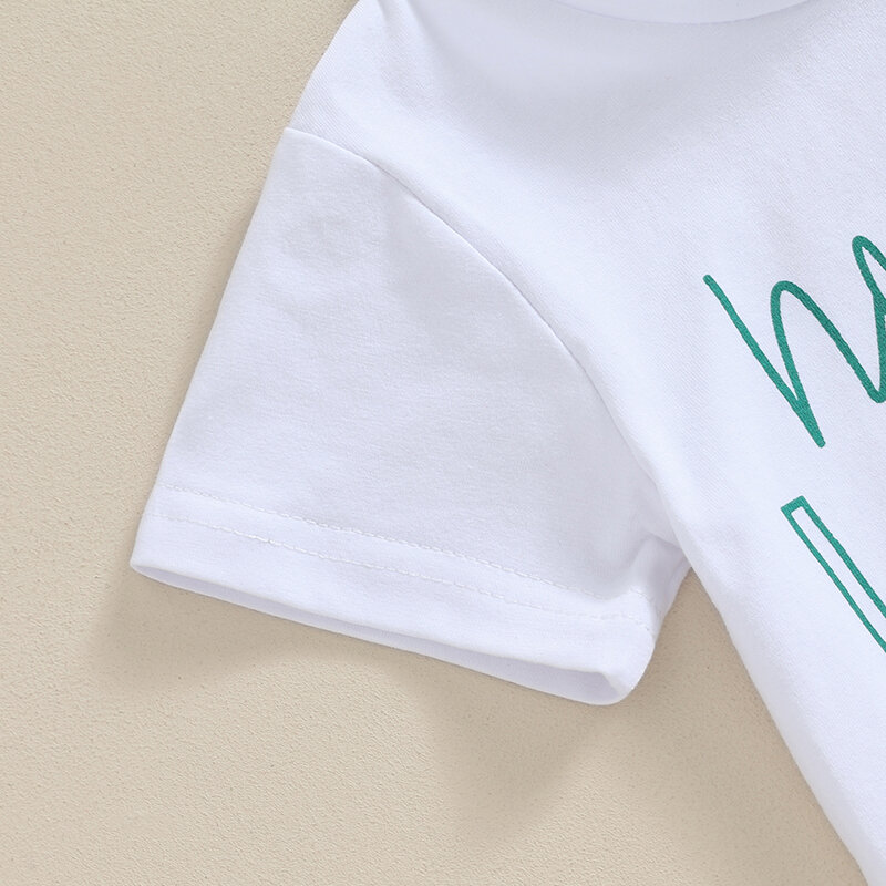 남아용 성 패트릭의 날 투피스 의상, 반팔 크루넥 레터 프린트 티셔츠, 긴 바지, 0-3 세 여름 복장