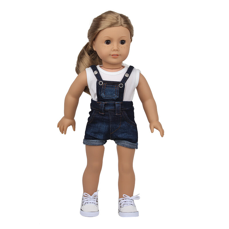Puppe Kleidung Denim Anzug T-shirt + Hosen/Rock Kleidung Set Für 18 Zoll Amerian & 43cm Baby Neue geboren Puppe Fot OG Mädchen Puppe Geschenk Spielzeug