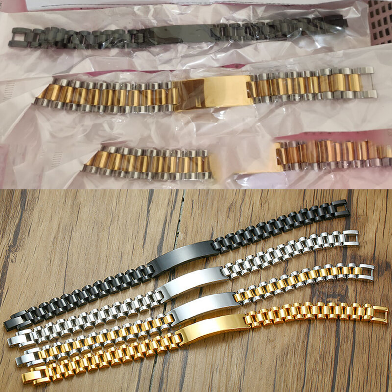 Atoztide-pulsera de acero inoxidable para hombre y mujer, brazalete con fecha y nombre grabado personalizado, cadena gruesa, regalo Punk, 10mm