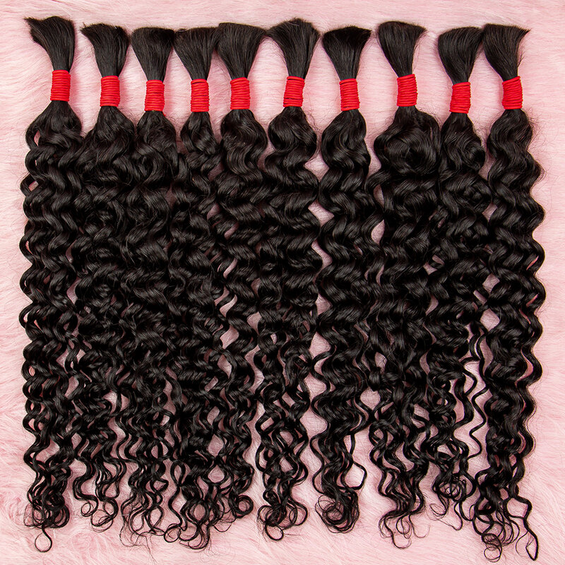 MissDona-Extensions de cheveux bouclés vierges birmans pour femmes, faisceaux de cheveux en vrac, tressage de cheveux, vague d'eau