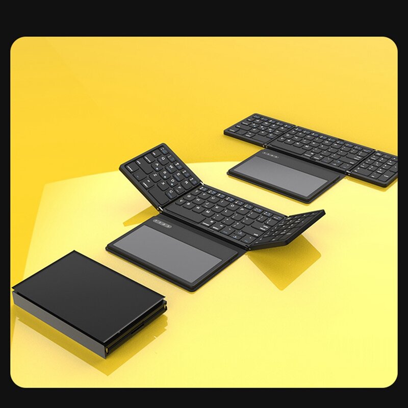 Teclado Bluetooth ABS con panel táctil, teclado plegable de bolsillo ultradelgado para IOS,Android,Windows, PC y tableta