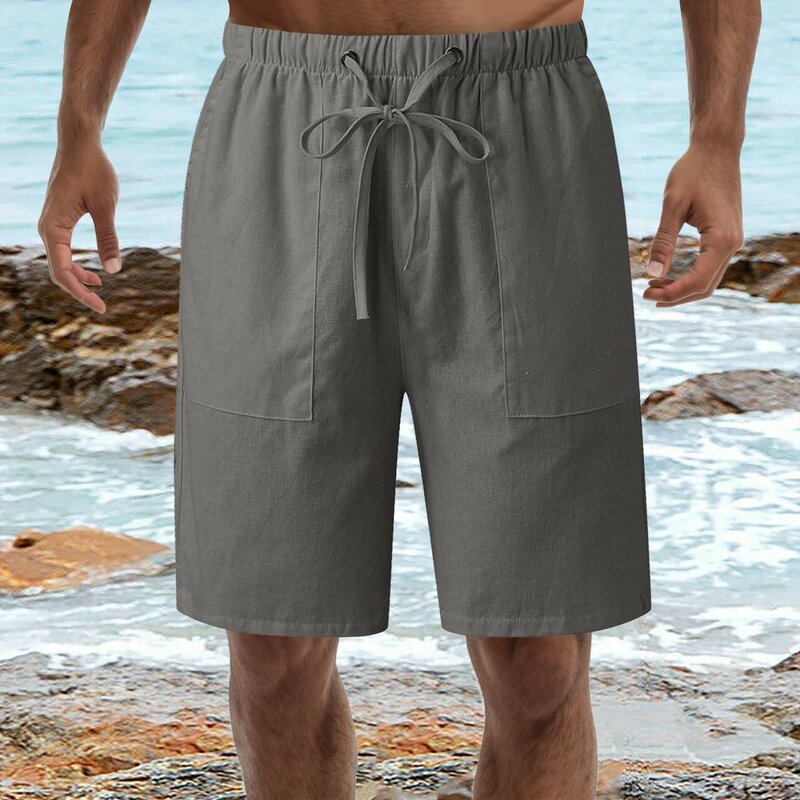 กางเกงขาสั้นเอวสูงแบบหลวมสำหรับผู้ชายกางเกงขาสั้นออกกำลังกาย30กระเป๋า