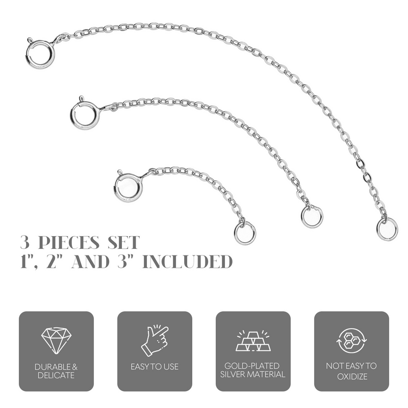Cadenas extensoras de 3 piezas Cm para fabricación de joyas, suministros para collares extendidos