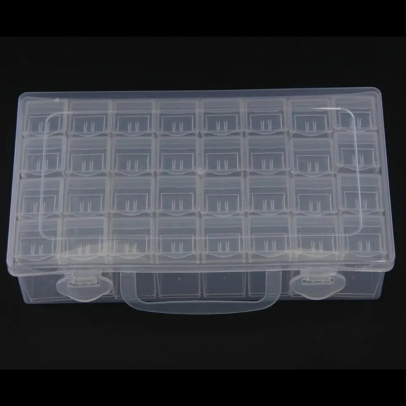 Caja de almacenamiento transparente de 32 compartimentos, herramienta de almacenamiento de pintura de diamantes y diamantes de imitación (caja pequeña independiente, fácil de ordenar)
