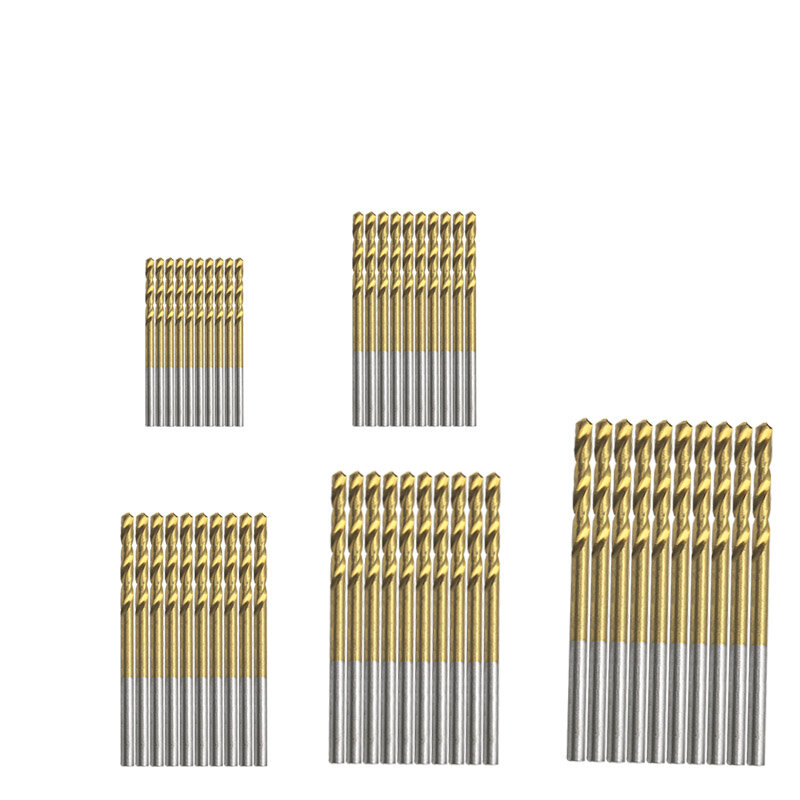 Set di punte per trapano in acciaio ad alta velocità HSS rivestite in titanio da 50 pezzi utensili elettrici 1mm 1.5mm 2mm 2.5mm 3mm