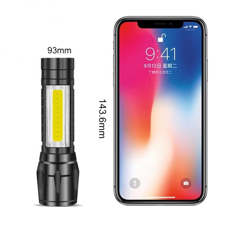 Zoom Mini lampe de poche LED XP-G Q5 Flash Light Lanterne Portable aste Éblouissement COB Lampe de poche Camping en plein air 1/3PCS