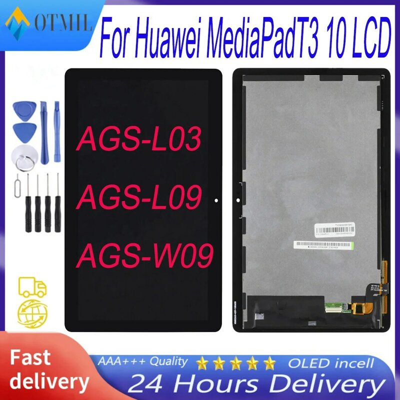 Huawei Media apad t3 10, ags-l03, ags-l09用LCDタッチスクリーンセット