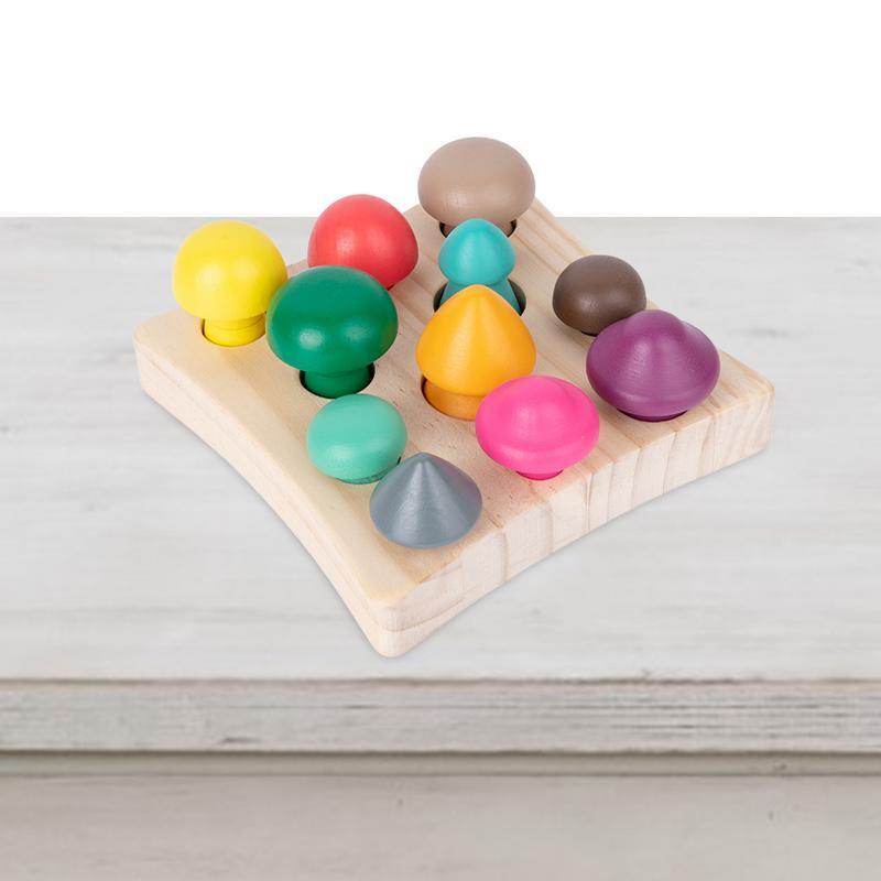 Shape Sorting Game Colorful Wooden Mushrooms Mushroom Harvest Game Toddlers Early Development Fun Matching Game For Boys And