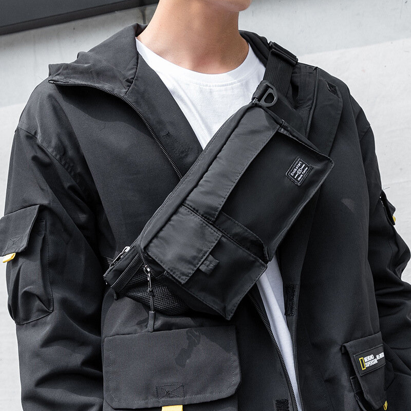 Bolsa de peito masculina essencial bolsa pequena cintura de homem ombro frete grátis pacote de design masculino motocicleta bolsas de cinto de lona laterais