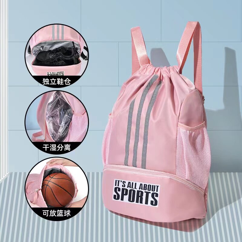 Bolsa de gimnasio dividida en seco y húmedo para mujer, bolsa de Yoga impermeable, mochila portátil de corta distancia