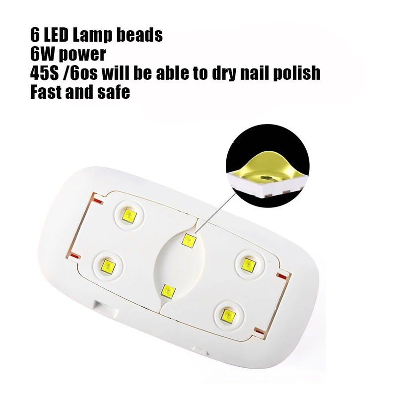 Мини-Сушилка для ногтей мощностью 6 Вт, портативная лампа для УФ-маникюра, лампа для домашнего использования для сушки ногтей, лака для ногтей с USB-кабелем
