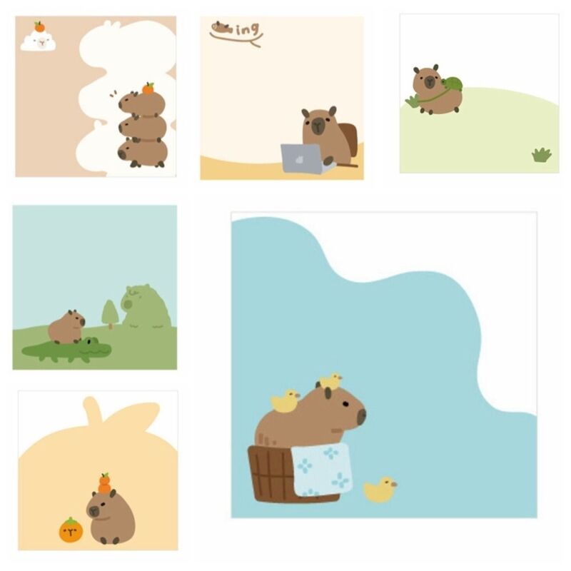 Bloc-notes de dessin animé mignon, notes autocollantes, marque-pages, capybara capybara, 100 feuilles