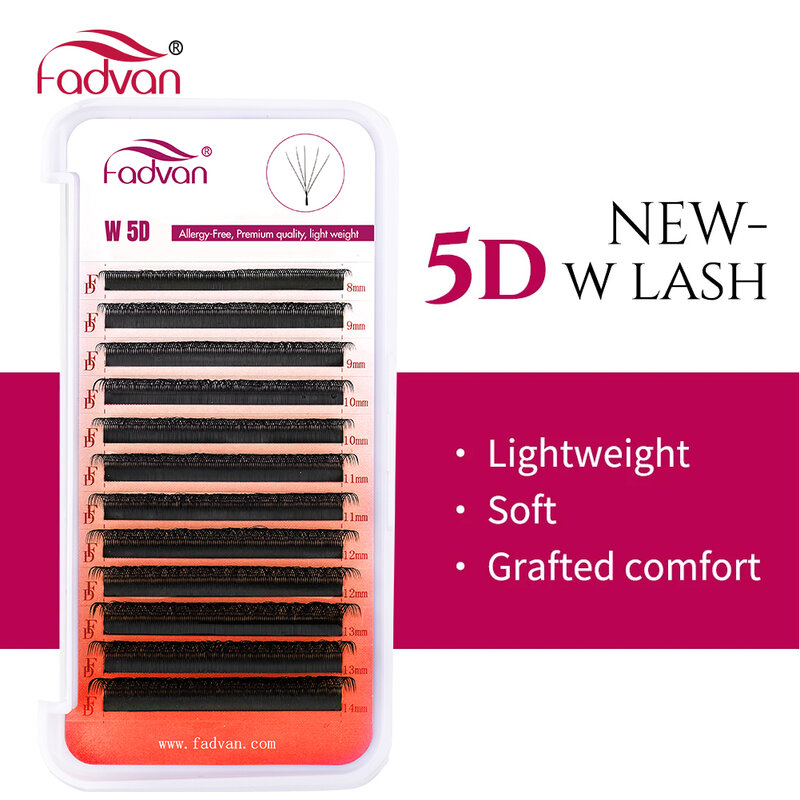 FADVAN New Upgrade 5D W lashes 0.07 C/D W Shape Eyelash Extensions