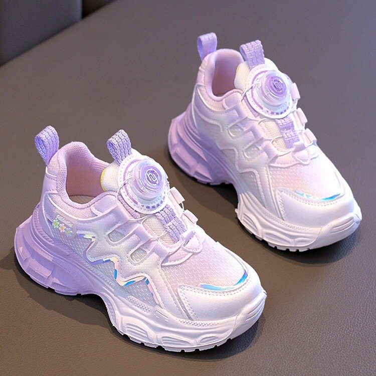 Спортивная обувь для девочек, Новинка лета 2024, Повседневная простая и универсальная сетчатая дышащая обувь для бега