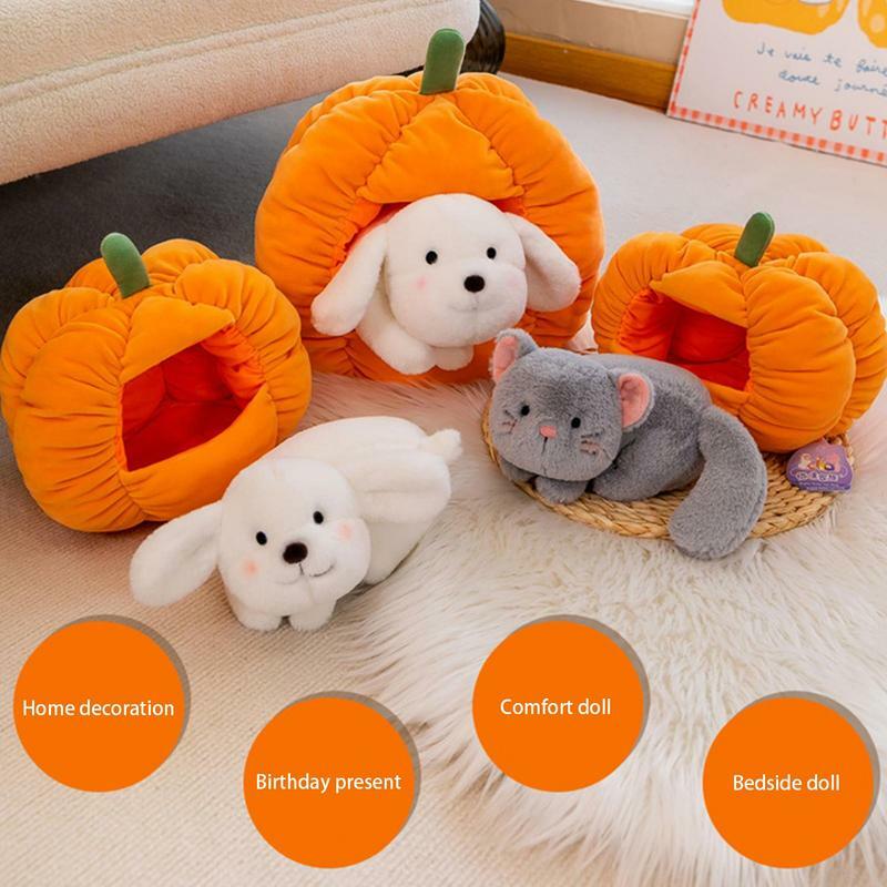 Kandang kucing nyaman rumah tidur sarang labu mainan mewah simulasi boneka anjing kucing boneka labu hadiah anak-anak