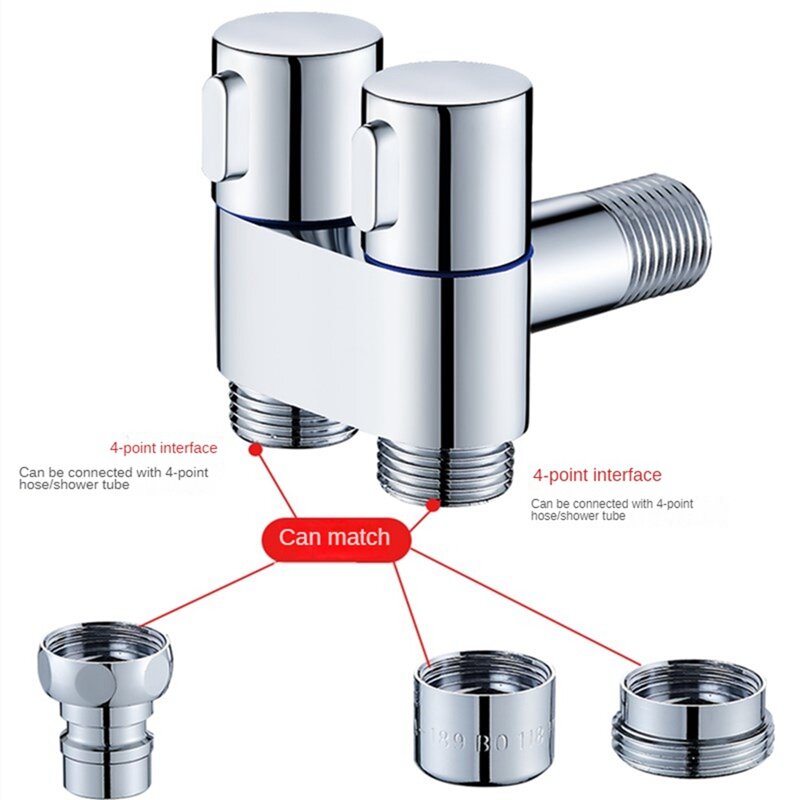 Mini Multi-Function Faucet Brass 1 Into 2 Out Dual Control Washing Machine Chrome Tap For Washing Machine And Toilet