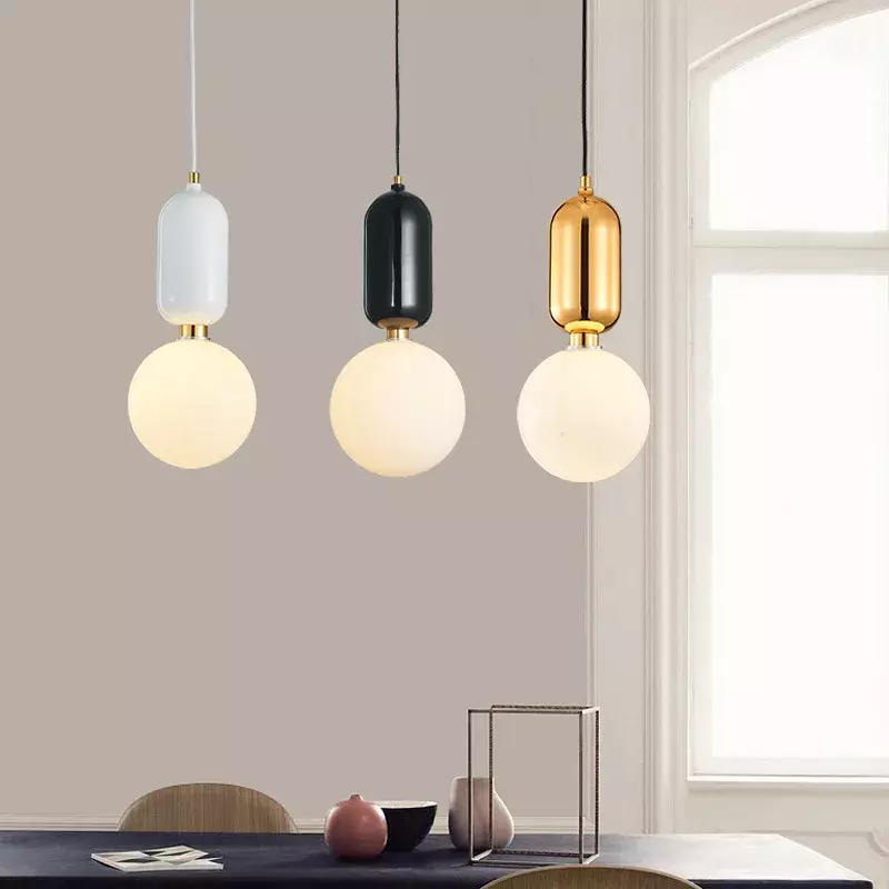 Nordic Style Glazen Hanglamp Minimalistische Eetkamer Led Kroonluchter Slaapkamer Hal Licht Luxe Woondecoratie Verlichtingsarmaturen