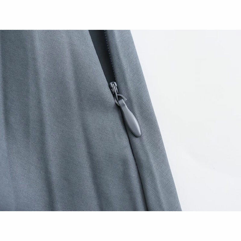 Traf High Taille Plissee Midi Rock für Frauen Frühling Sommer neuen Modestil mit vielseitigen regulai Fit Office Lady Graurock