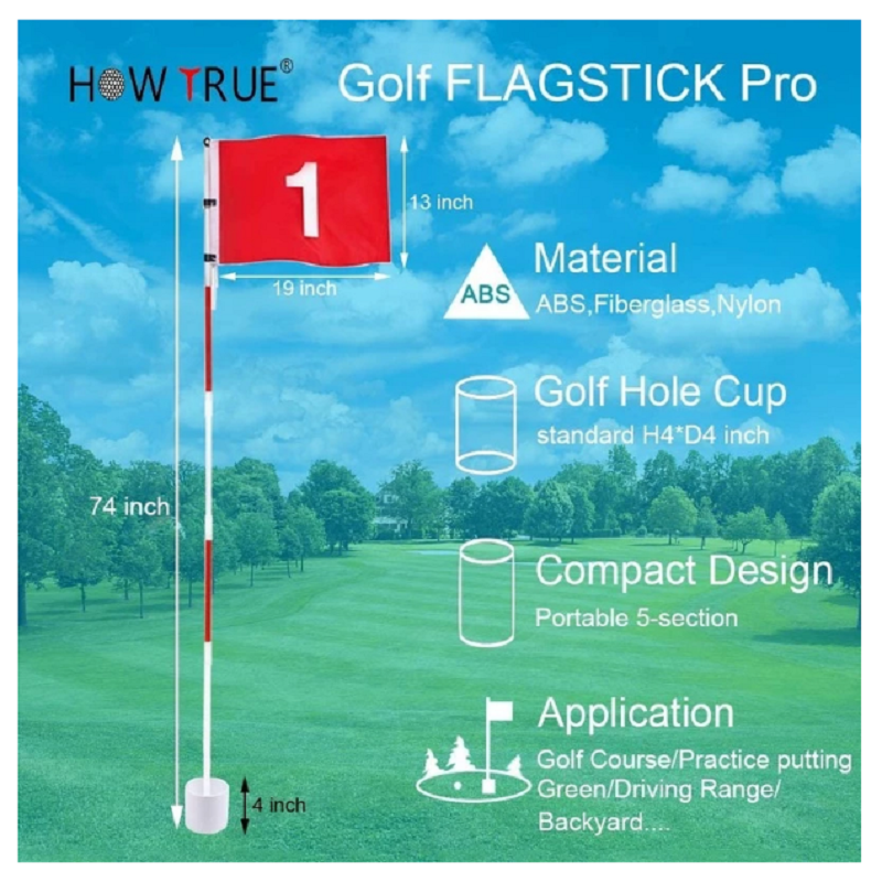 Tongkat Bendera Golf Set Cangkir Tiang Lubang Bendera Portabel 5 Bagian Tiang Bendera Latihan Golf untuk Latihan Kebun Halaman