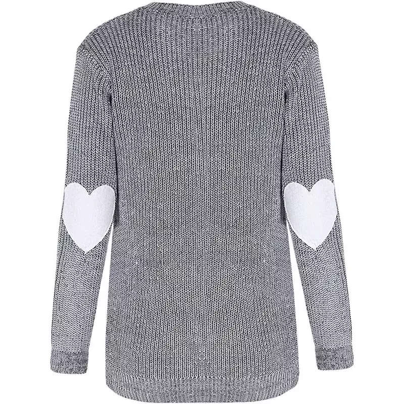 Женский трикотажный свитер с круглым вырезом, винтажный Повседневный пуловер составного кроя с изображением милого сердца