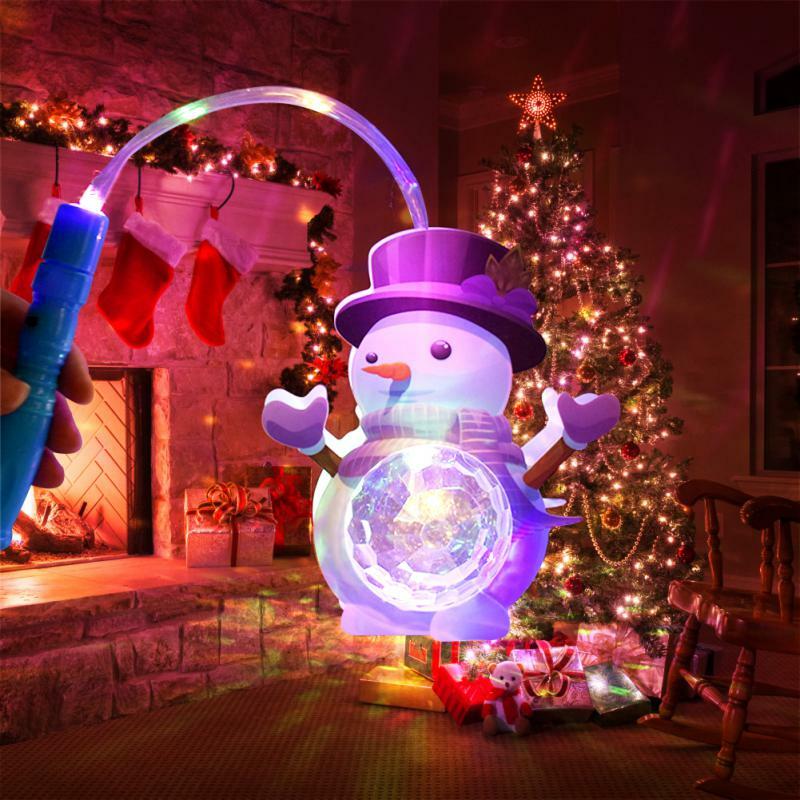 Lámpara de proyector de Navidad, interruptor de tres engranajes de plástico, portátil muñeco de nieve, regalo creativo para niños, luz Led de Santa Claus, juguetes de luz